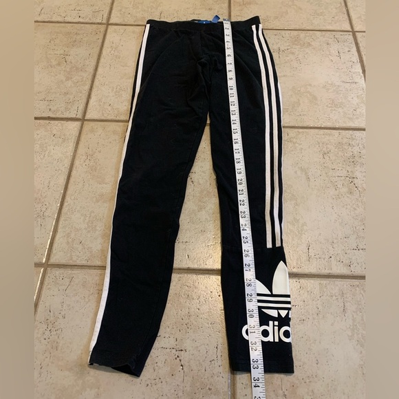 Adidas Black Trefoil Logo Leggings - White 3-Stripe - Size US S (CDN S/P) - Picture 5 of 5